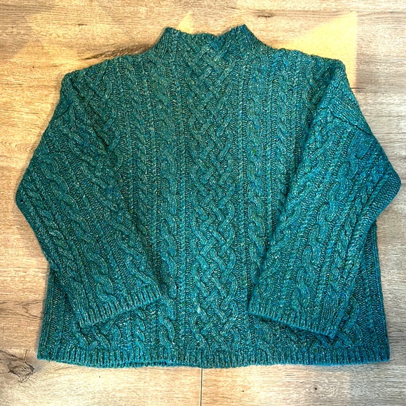 Milly oversized fisherman sweater in lagoon - Picture 2 of 6